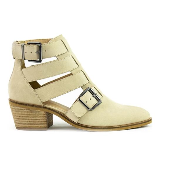 Crevo Jessamine Buckle Bootie Womens Sz 8.5 Tan Bone Boho Strappy Pointed Toe - Picture 2 of 13